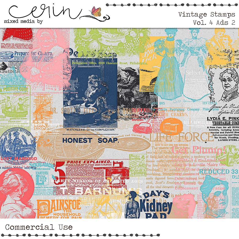 Vintage Stamps Vol 4 Ads 2 by Mixed Media by Erin