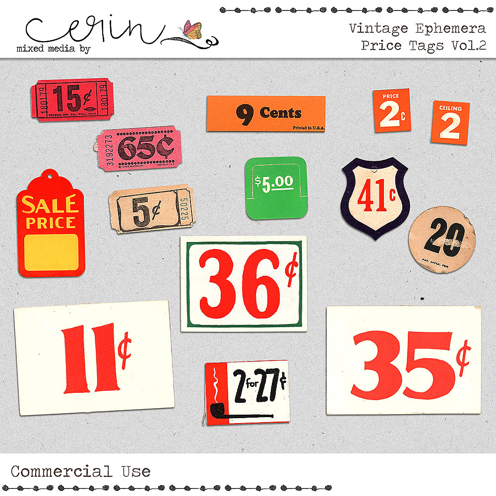Vintage Price Tags Vol 2 by Mixed Media by Erin