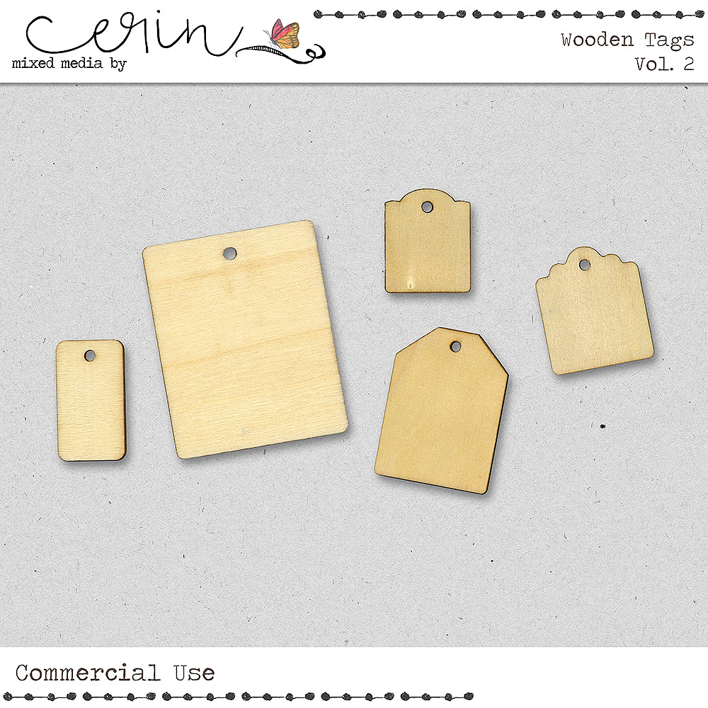 Wooden Tags Vol 2 (CU) by Mixed Media by Erin 