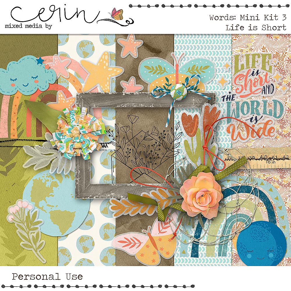 WORDS {Mini Kit 3: Life is Short} by Mixed Media by Erin