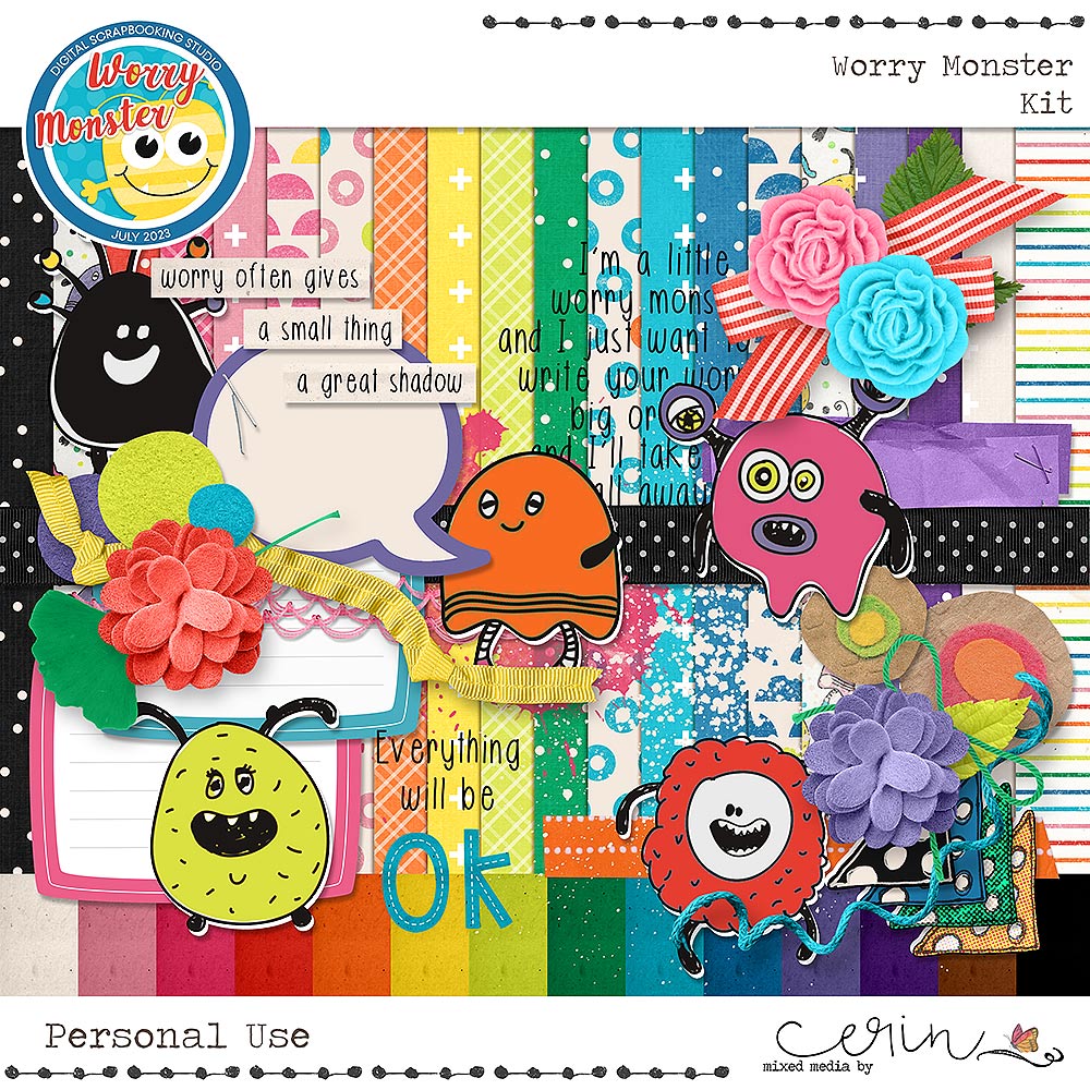 Worry Monster {Kit} by Mixed Media by Erin 