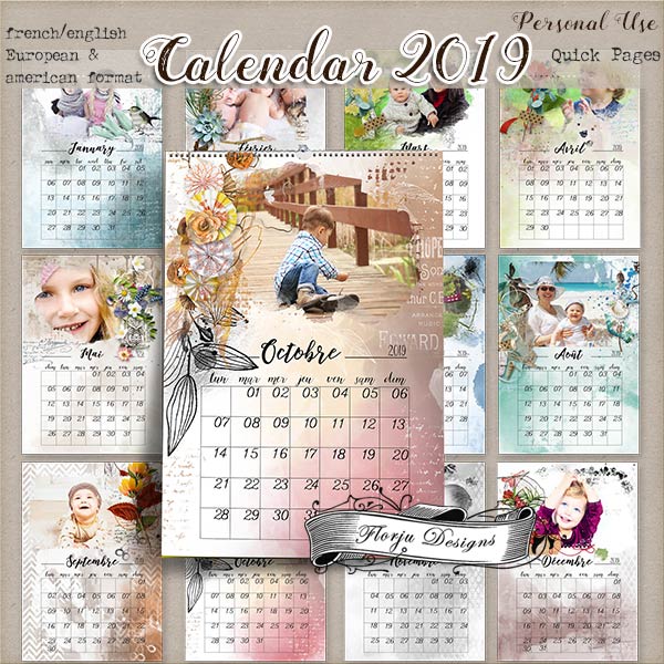 calendar 2019 quick page personal use by florju designs personal photo calendar