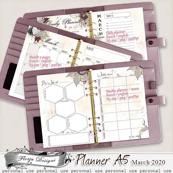 Planner A5 { March PU } by Florju Designs Planner A5 { March PU } by Florju Designs