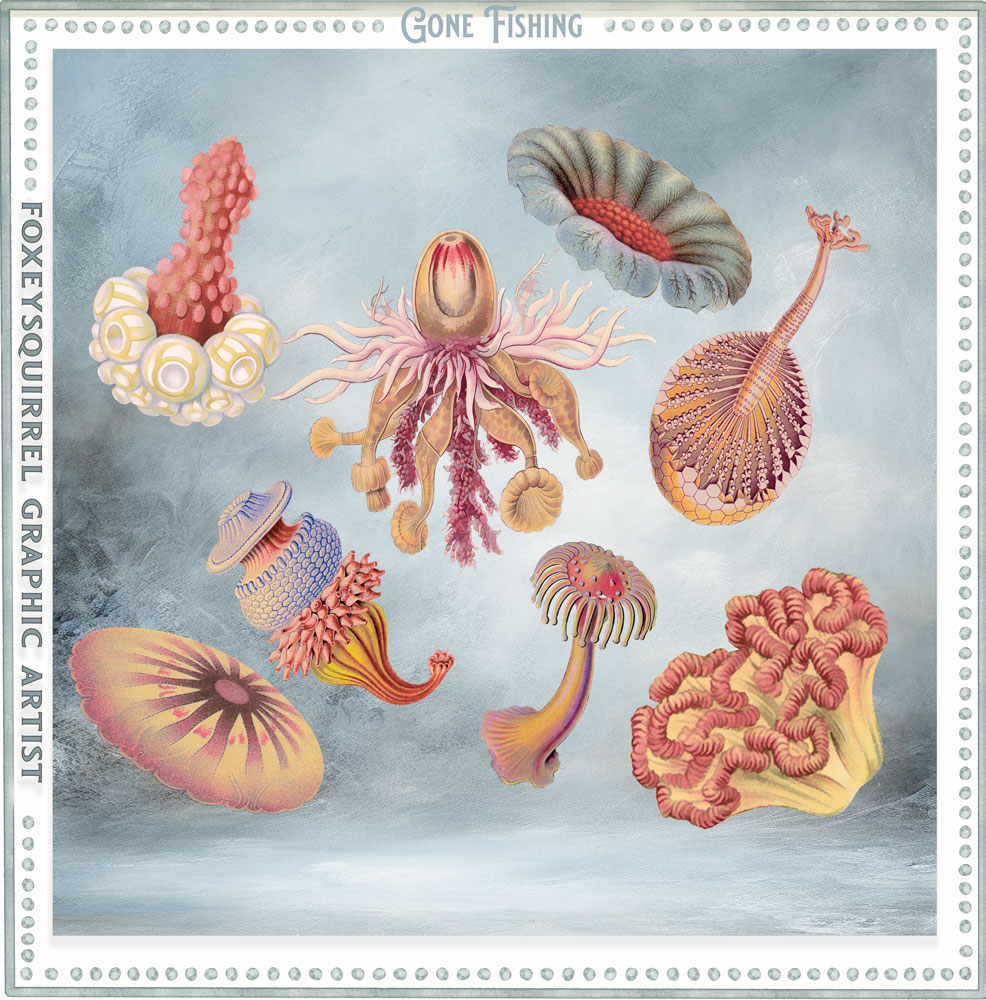 Gone Fishing Digital Art Elements