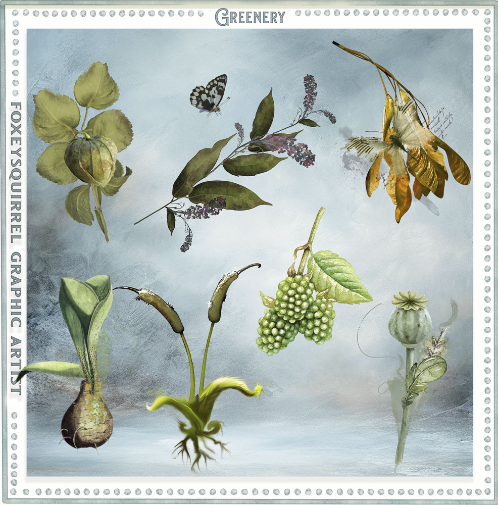 Greenery Digital Art Elements