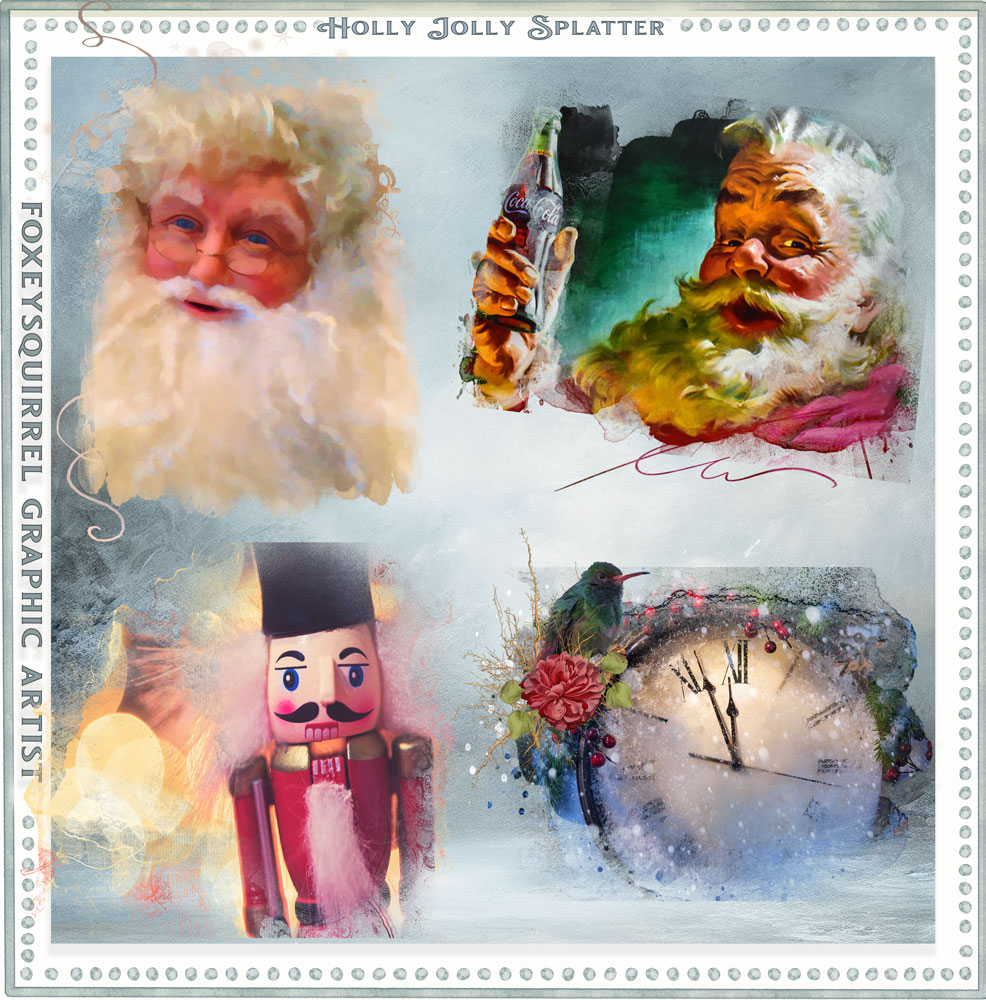 Holly Jolly Splatter Digital Art Elements
