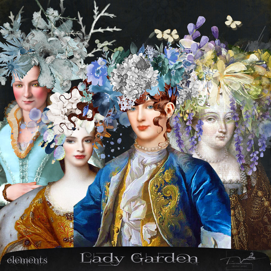 Lady Garden Digital Art Elements Pack