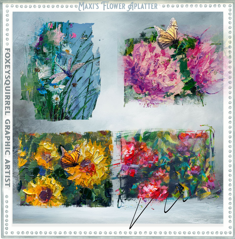 Maxis Flower Splatter Digital Art Mini Kit