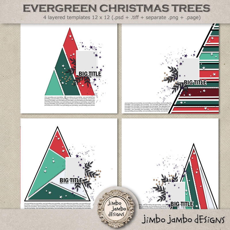 Evergreen Christmas Trees templates by Jimbo Jambo Designs