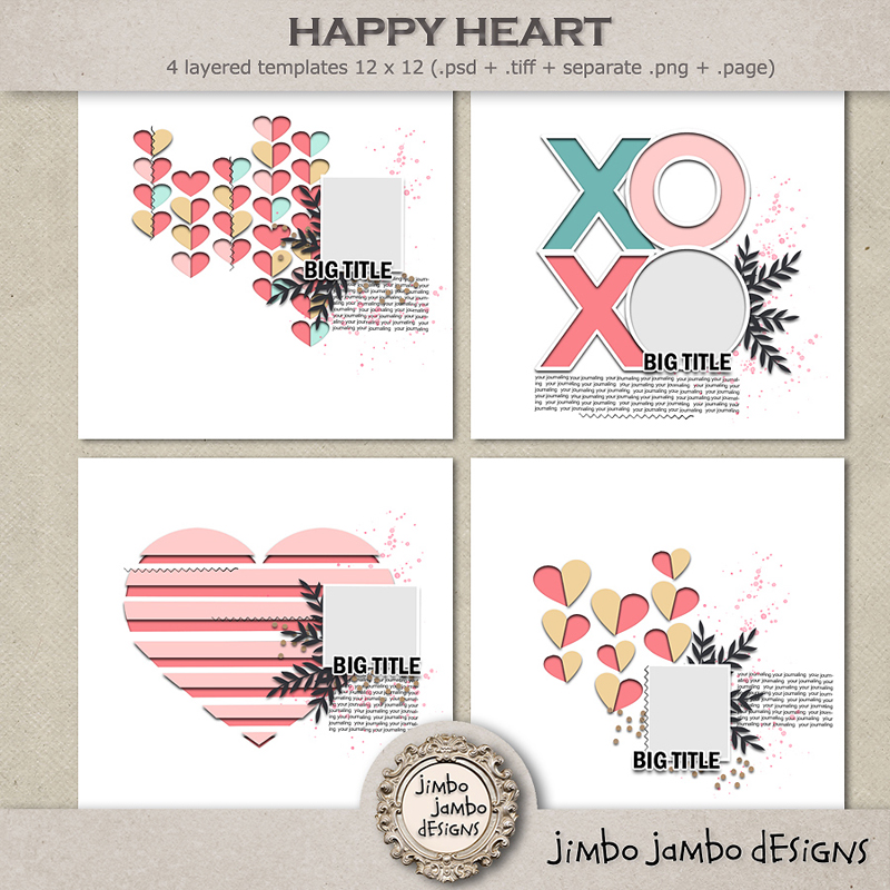 Happy Heart templates by Jimbo Jambo Designs