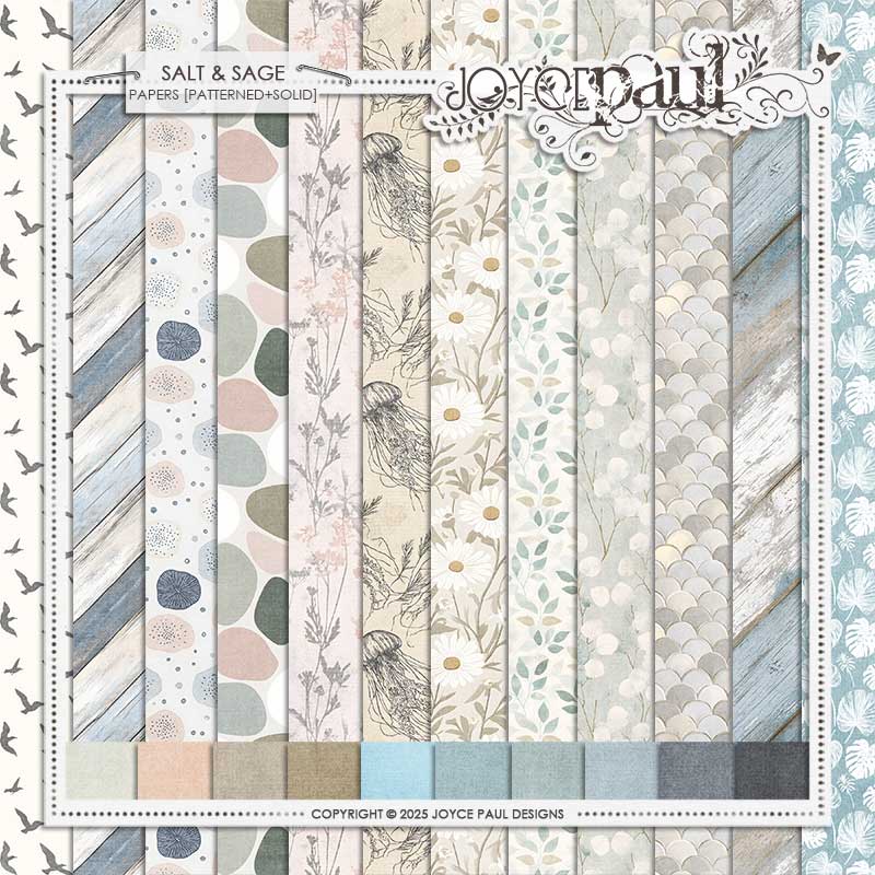 Salt & Sage | Papers [Patterned+Solid] by Joyce Paul Designs [DOWNLOAD BELOW]