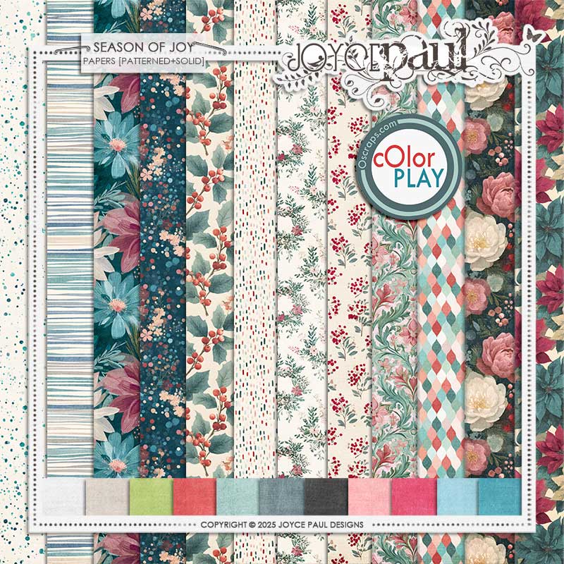 Season of Joy - Papers [Patterned+Solid] by Joyce Paul Designs