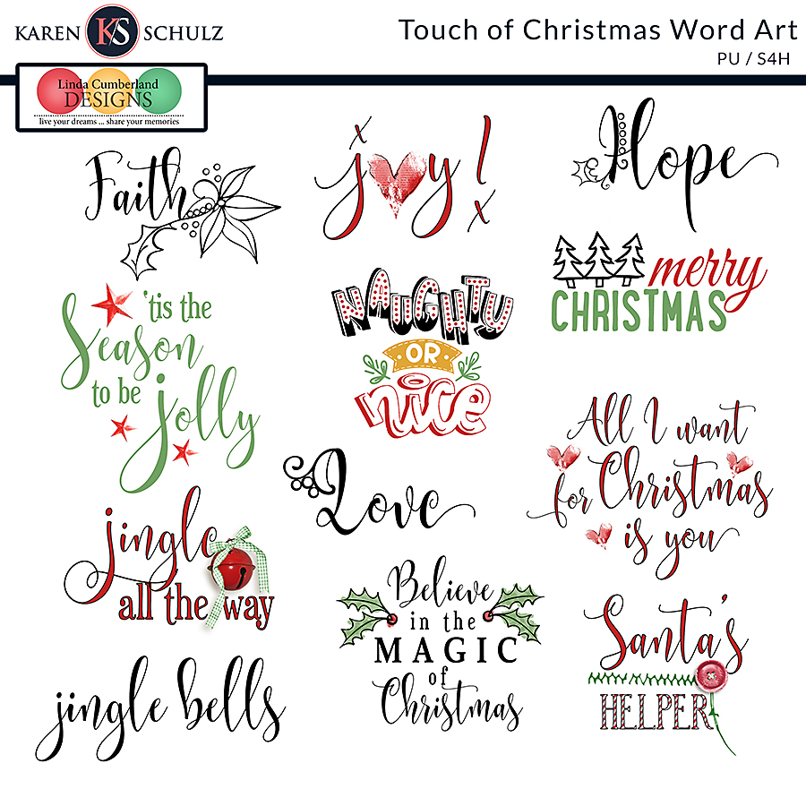 Touch of Christmas Word Art by Karen Schulz and Linda Cumberland 