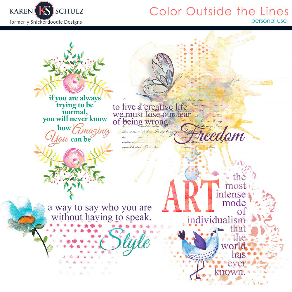 Color Outside the Lines Word Art