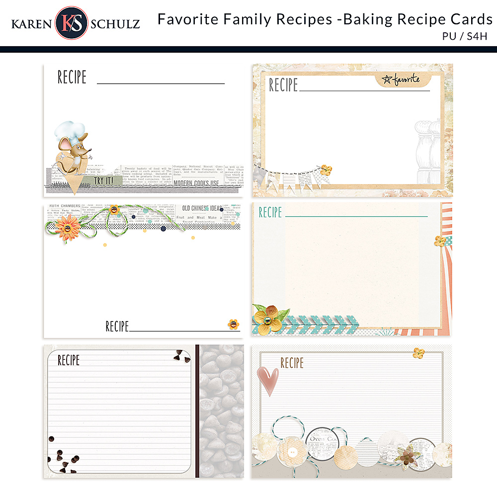 Favorite Family Recipes Baking Recipe Cards