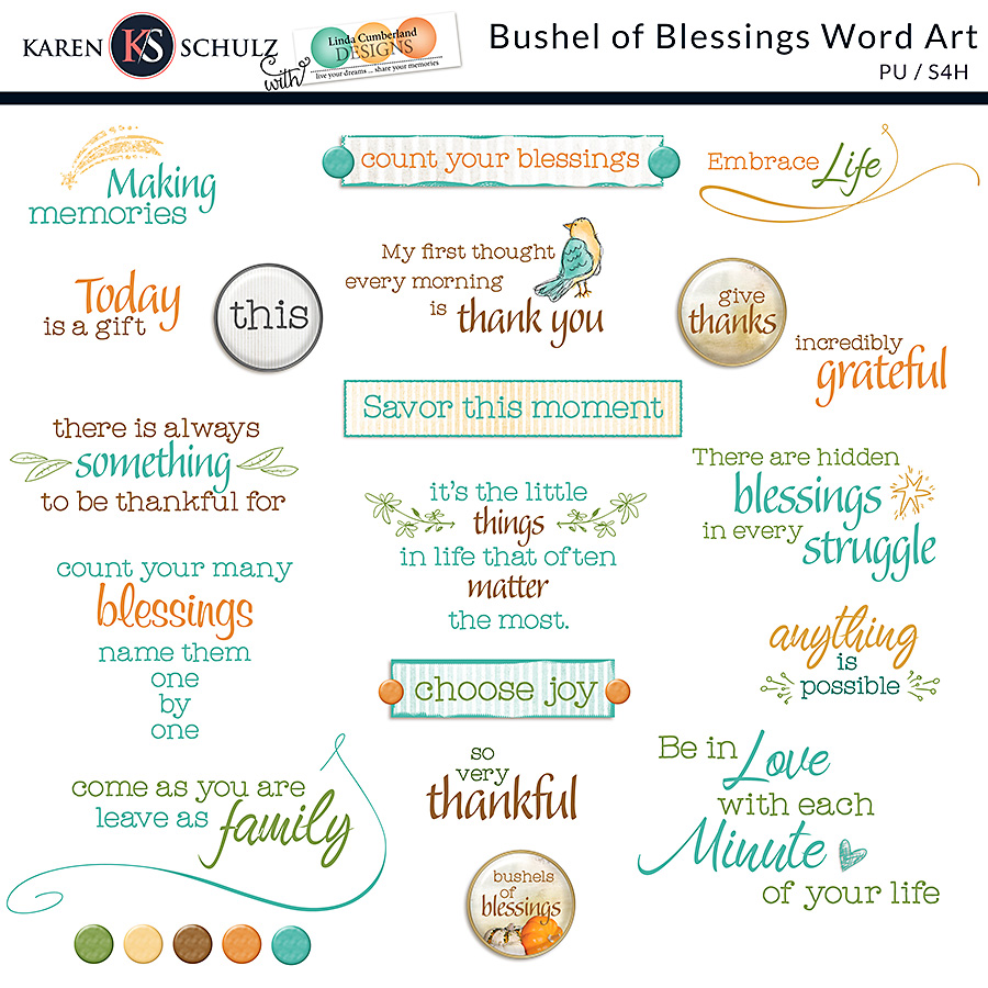 Bushel of Blessings Word Art