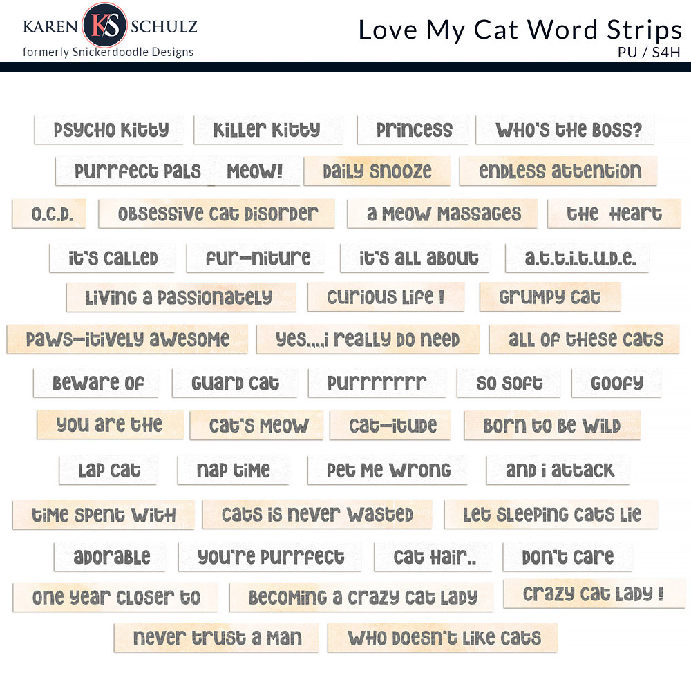 Love My Cat Word Strips Love My Cat Word Strips