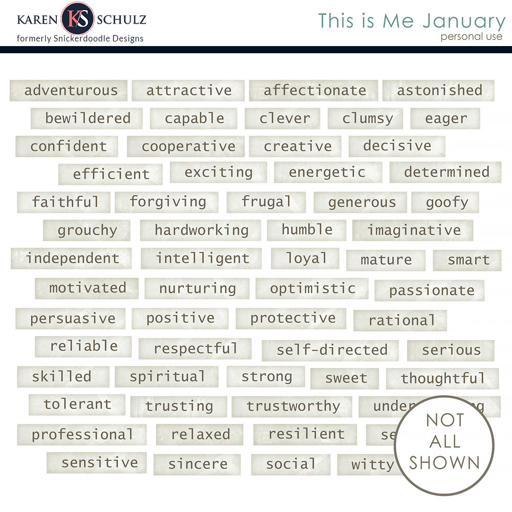 This is Me January Word Strips