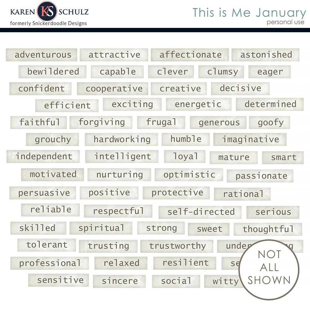 This is Me January Word Strips This is Me January Word Strips