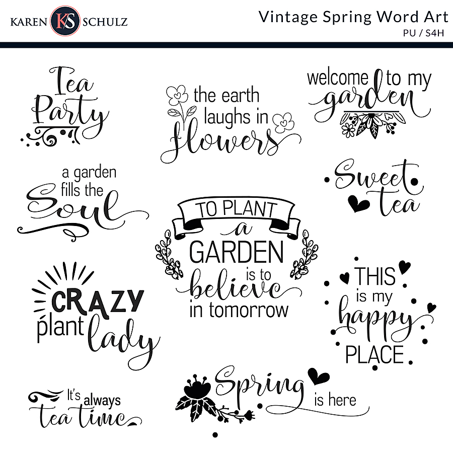 Vintage Spring Word Art