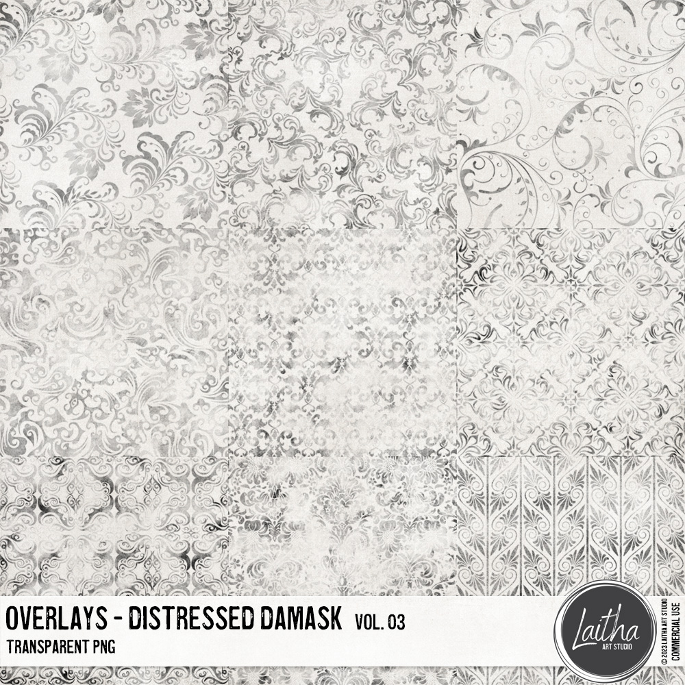 Distressed Damask Overlays Vol. 03