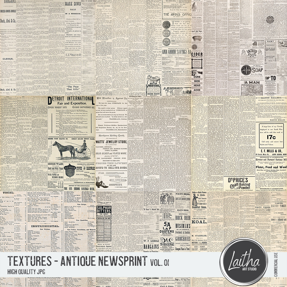 Antique Newsprint Textures Vol. 01