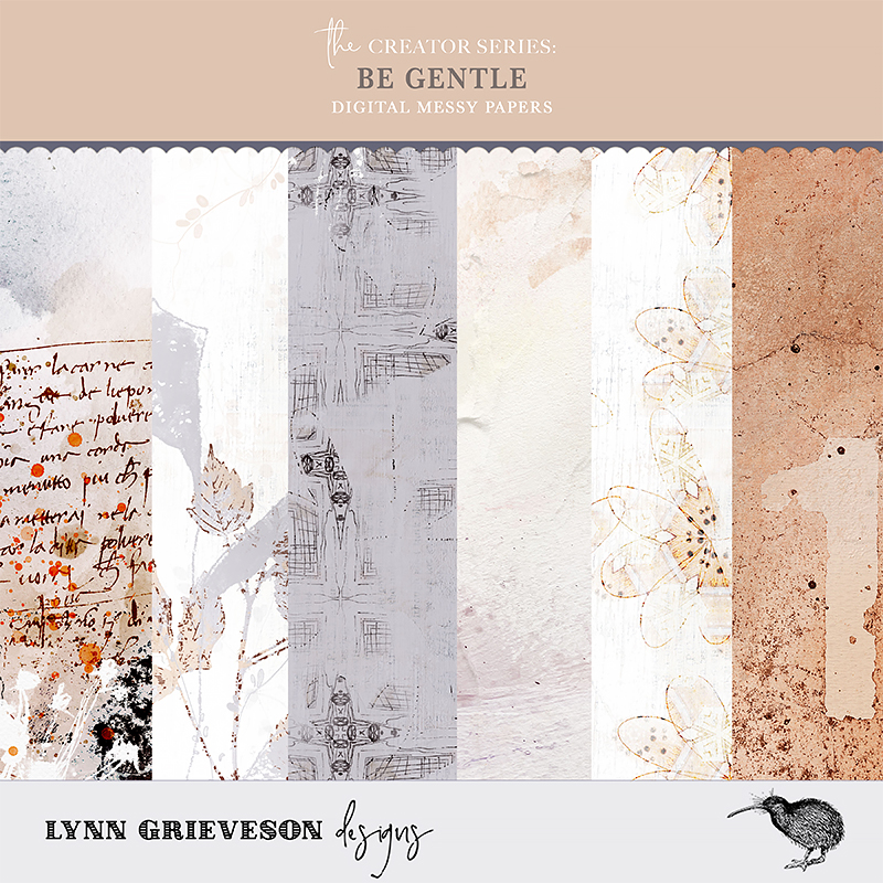 Be Gentle Messy Papers for digital scrapbooking 