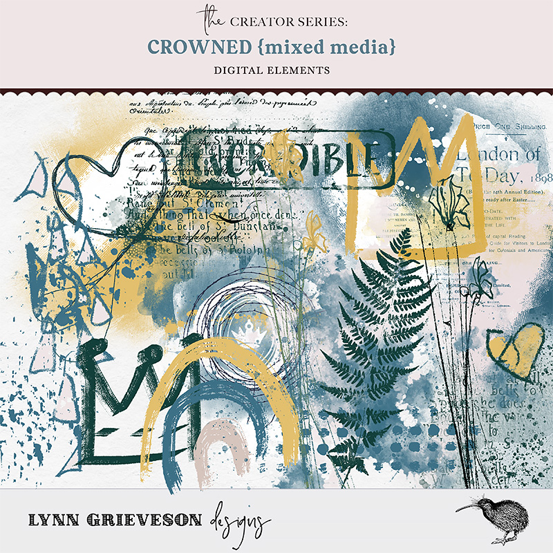 Crowned Digital Scrapbooking Mixed Media Elements by Lynn Grieveson