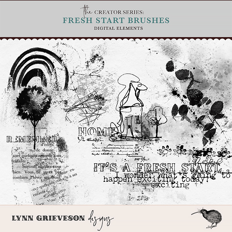 Fresh Start Digital Scrapbooking Brushes and Stamps by Lynn Grieveson