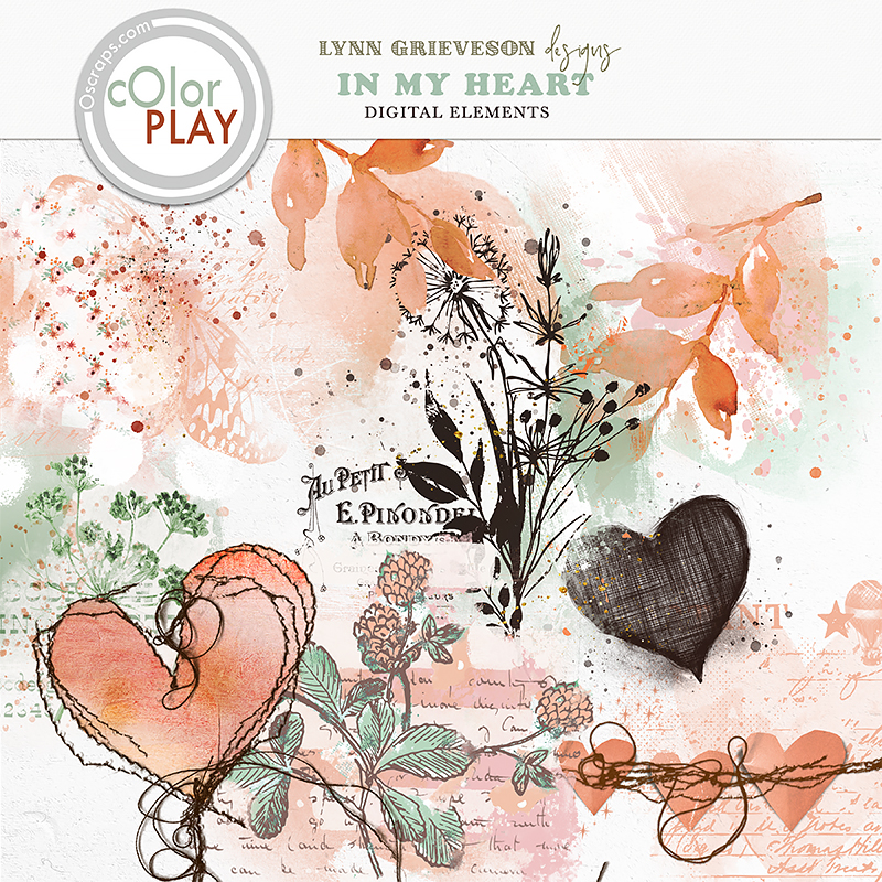 In My Heart digital scrapbooking mixed media by Lynn Grieveson 