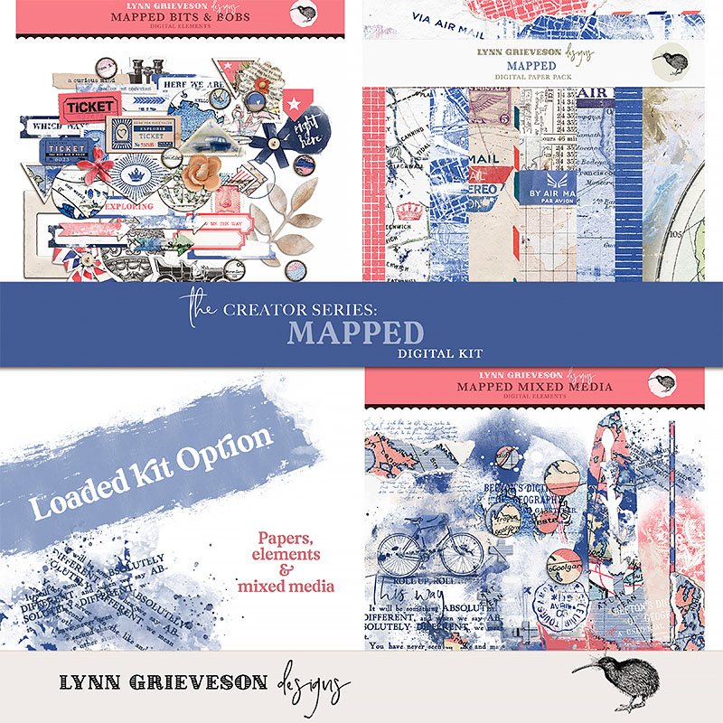 Mapped Digital Scrapbooking Kit by Lynn Grieveson