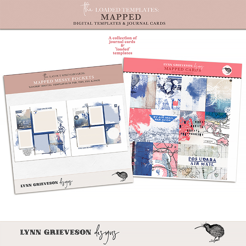 Mapped Digital Scrapbooking Pocket Template Bundle by Lynn Grieveson