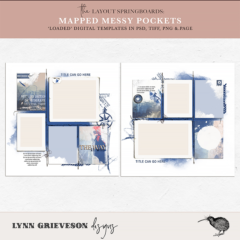 Mapped Digital Scrapbooking Templates by Lynn Grieveson