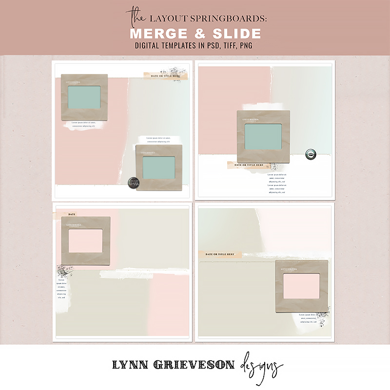 Merge and Slide Digital Scrapbooking Photobook Templates by Lynn Grieveson