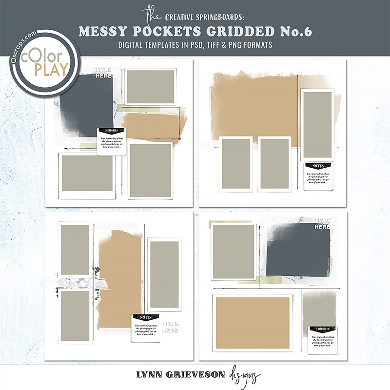 Messy Pockets Gridded No6 Digital Scrapbooking Photobook Templates