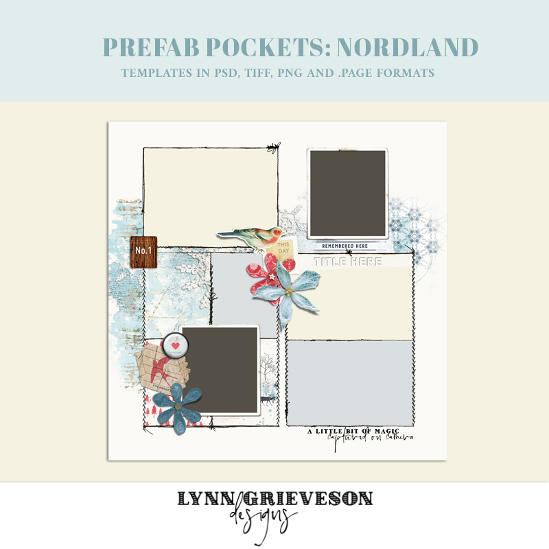 Prefab Pockets Nordland digital scrapbooking template by Lynn Grieveson