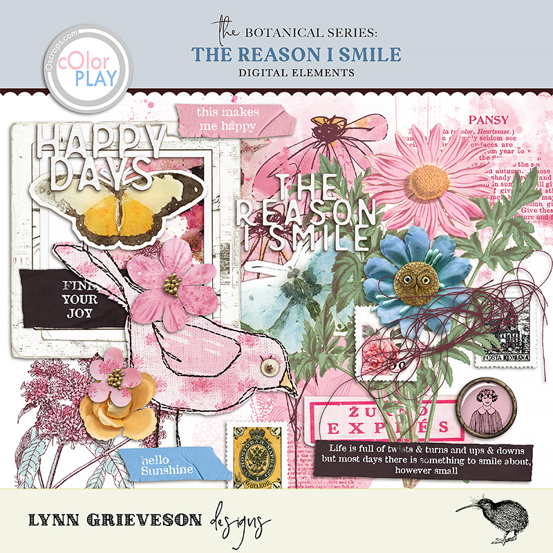 The Reason I Smile Digital Scrapbooking Elements by Lynn Grieveson