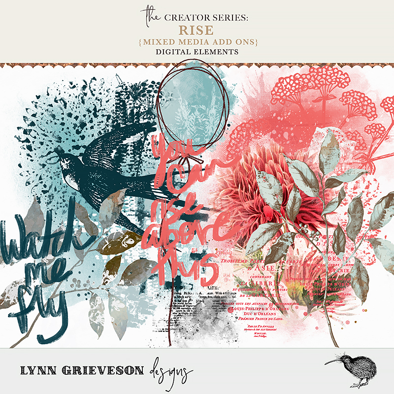 Rise Digital Scrapbooking Mixed Media Elements by Lynn Grieveson