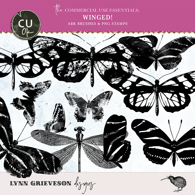 Winged CU Brushes and Stamps for Digital Scrapbook Designing 