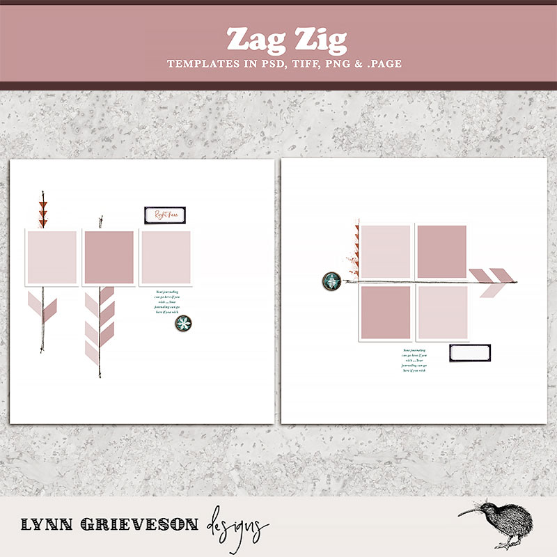 Zag Zig Digital Scrapbooking Page Templates by Lynn Grieveson 