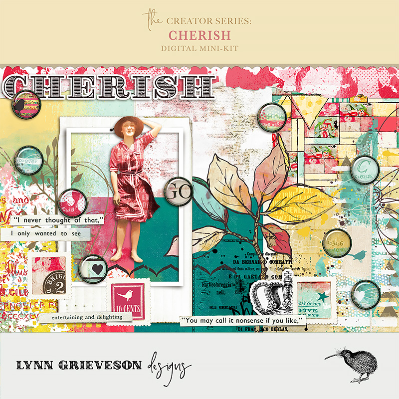 Cherish Mixed Media Digital Scrapbooking Kit by Lynn Grieveson 