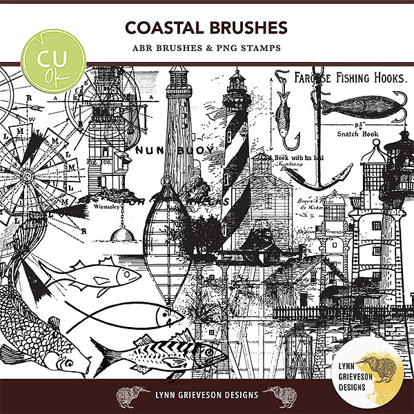 Coastal CU brushes and stamps for digital scrapbooking