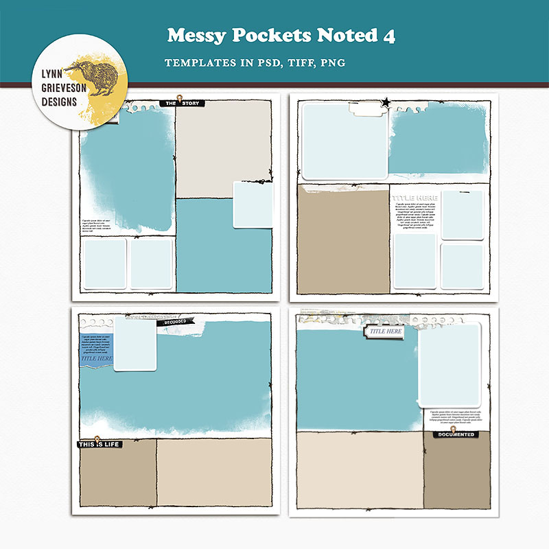 Messy Pockets Noted No4 photobook templates by Lynn Grieveson