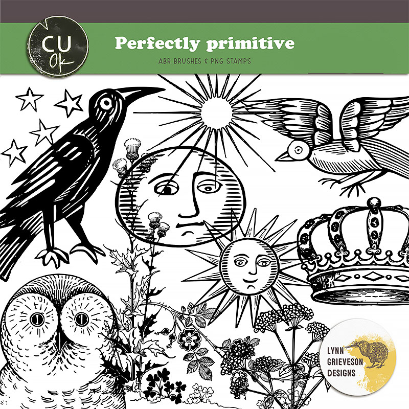 Perfectly Primitive CU Brushes and Stamps for Digital Scrapbooking