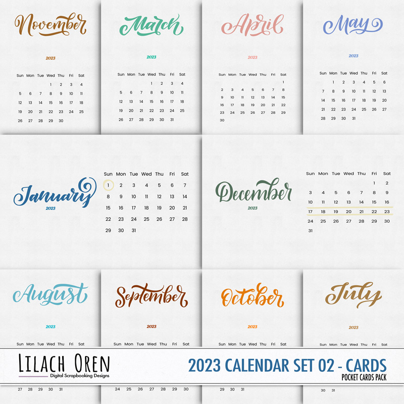2023 Calendar Pocket Cards Set 02