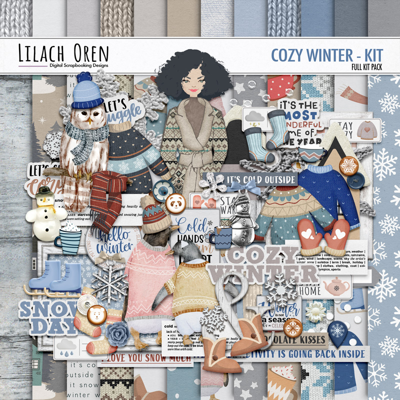 Cozy Winter Scrapbooking Kit by Lilach Oren