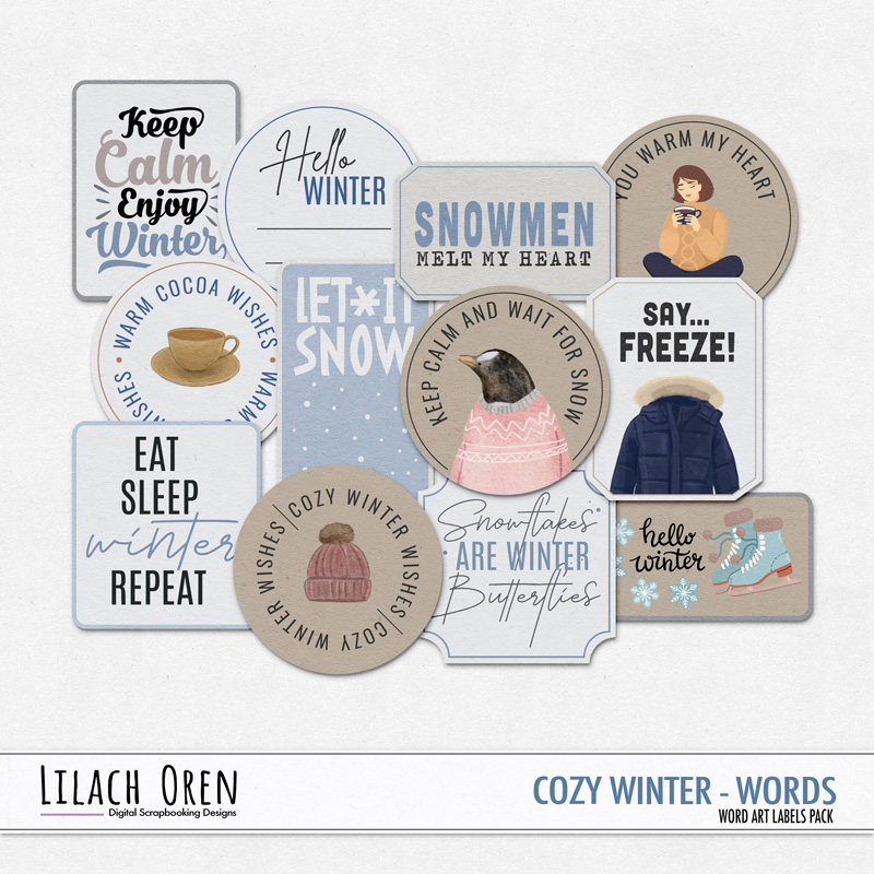Cozy Winter Word Art Labels by Lilach Oren