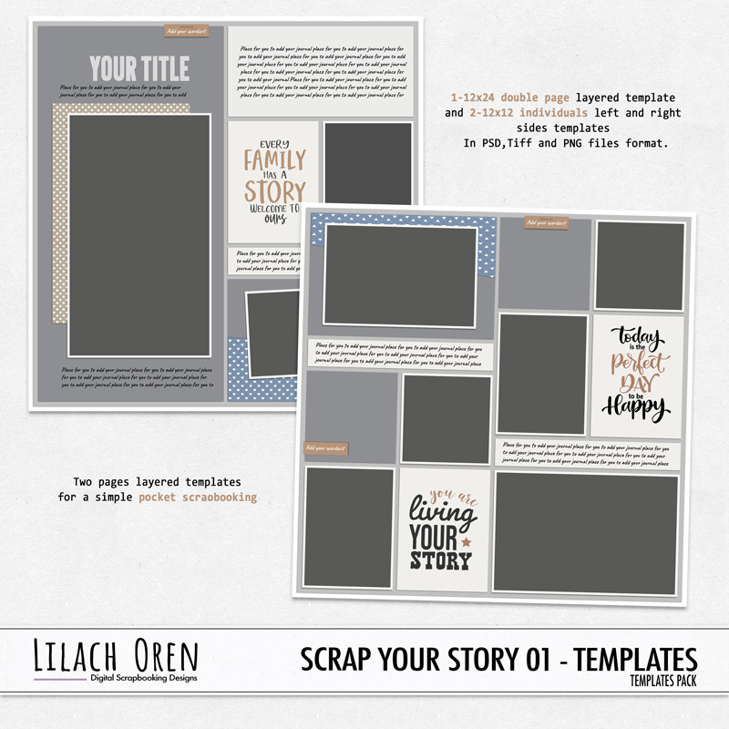 Digital scrapbooking kit ScrapSimple Paper Templates: Comic Strip