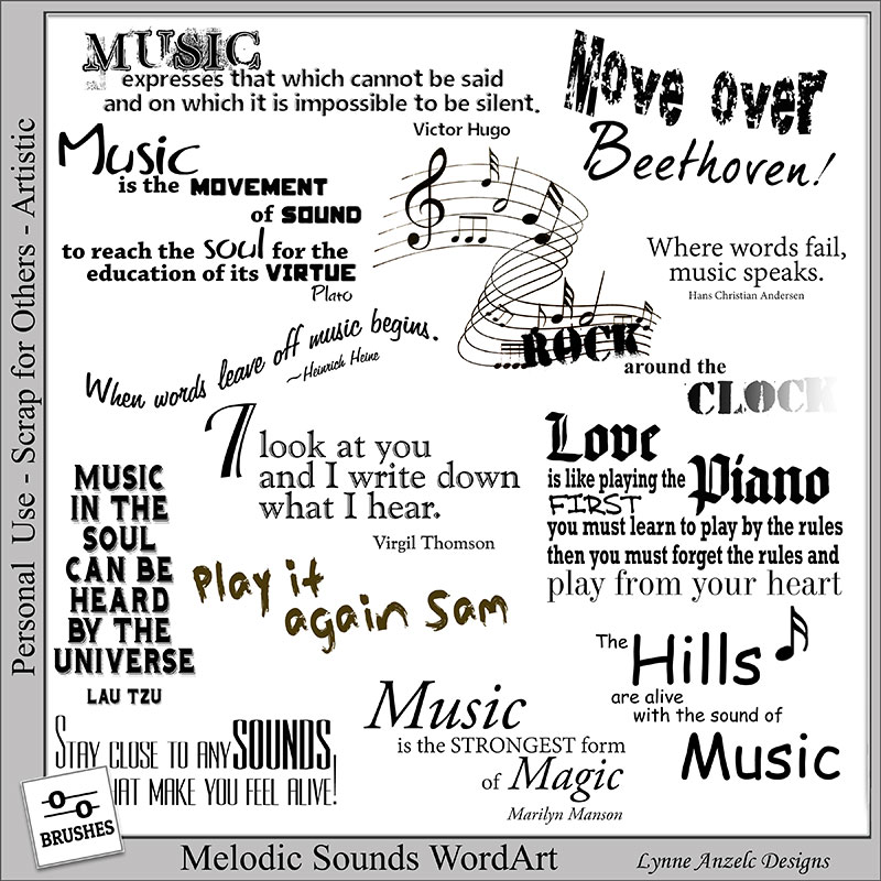 Melodic Sounds Word Art and Brushes