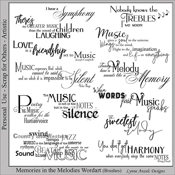 Memories In The Melodies Word Art